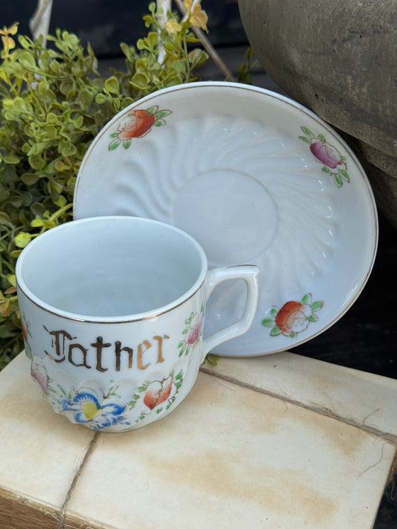 Vintage Made In Japan “Father” Tea Cup & Saucer
