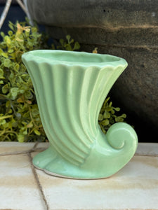 Vintage Mint Green Cornucopia Planter
