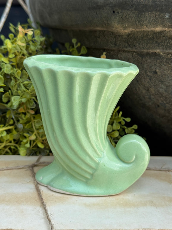 Vintage Mint Green Cornucopia Planter