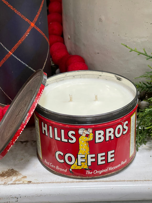 Spruce Groves + Pine 26oz Soy Candle in Vintage Hills Bros Coffee Tin