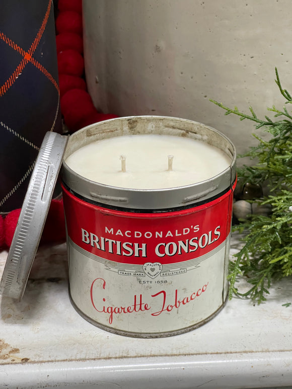 Spruce Groves + Pine 26oz Soy Candle in Vintage McDonal’s British Consols Tin