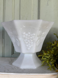 Vintage Milk Glass Grapevine Compote