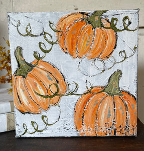 Jill Harper 8" Little Pumpkins Canvas Painting