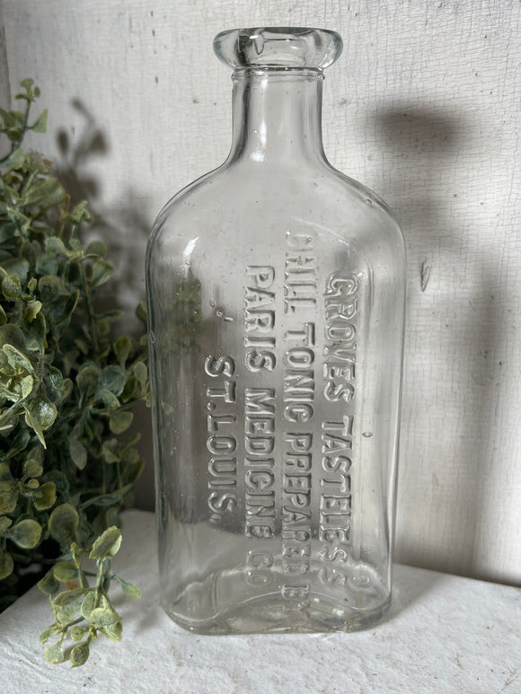 Vintage Groves Tonic Glass Bottle