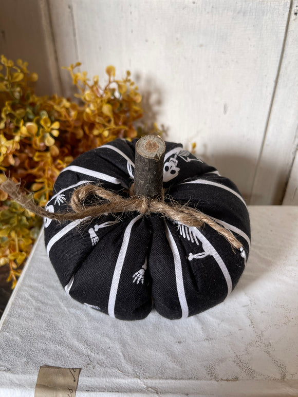 Small Handmade Skeleton Fabric Pumpkin