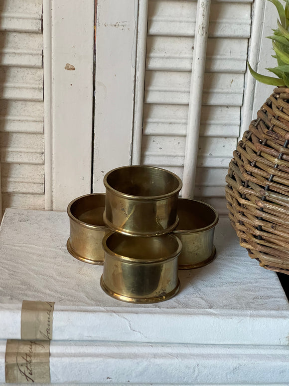 Set of Four Vintage Brass Napkin Ring Holders Made in India