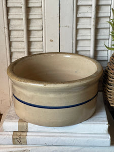 Vintage Casey Pottery Blue Banded Dog Bowl Crock