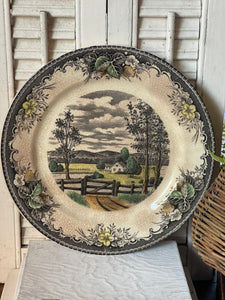 Vintage Spring Valley Japan Meadow Transferware Dinner Plate Stained