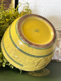 Vintage Yellow & Green Barrel Bowl w/ Leaf Detail