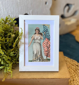 Framed Vintage Lady Liberty Postcard