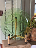 Vintage Divided Green Uranium 10" Glass Plate