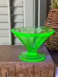 Vintage Green Uranium Glass Footed Dessert Glass