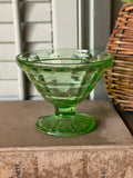 Vintage Green Uranium Glass Footed Dessert Glass