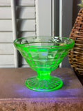 Vintage Green Uranium Glass Footed Dessert Glass