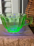 Vintage Anchor Hocking Green Uranium Glass Tea Cup