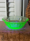 Vintage Green Uranium Glass Berry Bowl