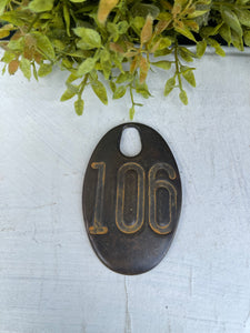 Vintage Brass Cow Tag