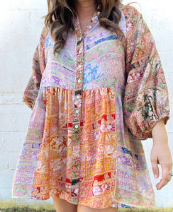 Sun Drenched Bubble Sleeve Dress