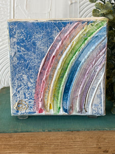 Beautiful Promise Rainbow 4" Textured Box Canvas Art by Arrington Art