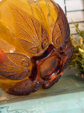 Vintage Amber Glass Flower Dish