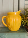 Vintage Yellow Painted Glass Pitcher
