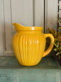 Vintage Yellow Painted Glass Pitcher