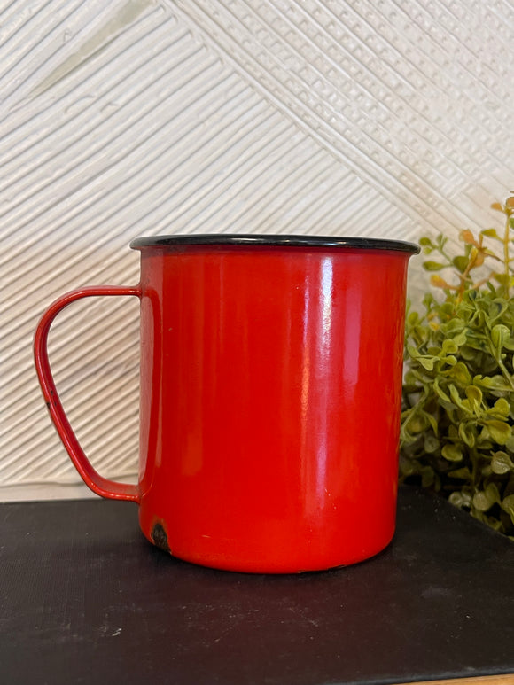 Vintage Red Enamel Mug