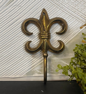 Vintage Brass Fleur-De-Lis Hook