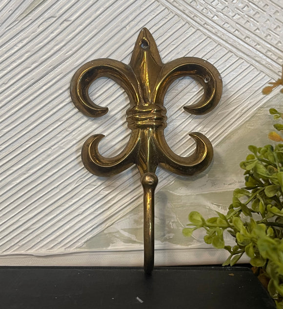 Vintage Brass Fleur-De-Lis Hook
