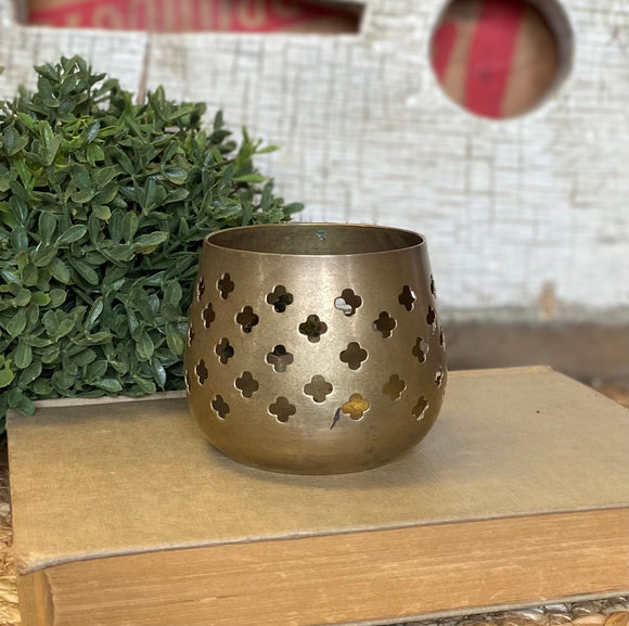 Vintage Cut Brass Votive