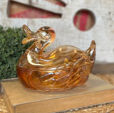 Vintage Carnaval Glass Duck Dish