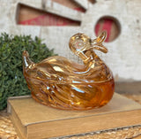 Vintage Carnaval Glass Duck Dish