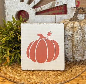 Handmade Orange Pumpkin Reclaimed Wood Sign