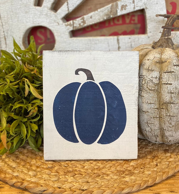 Handmade Navy Pumpkin Reclaimed Wood Sign