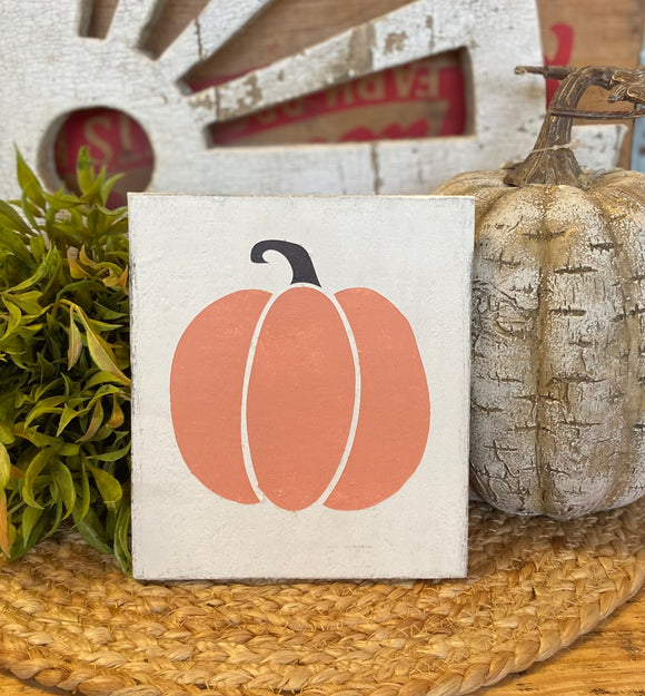 Handmade Orange Pumpkin Reclaimed Wood Sign