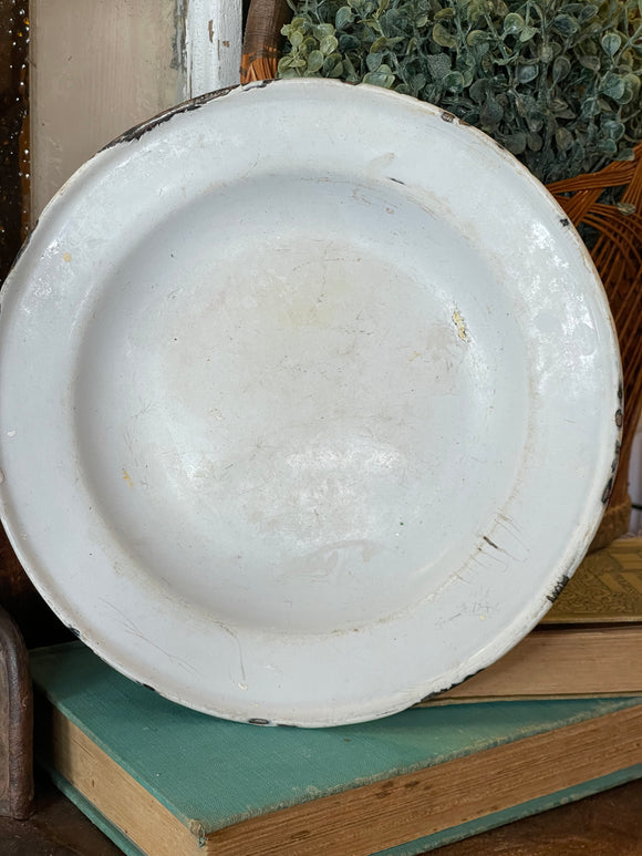 Vintage White Enamel Plate