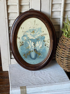Vintage Oil Floral Painting Faux Wood Frame