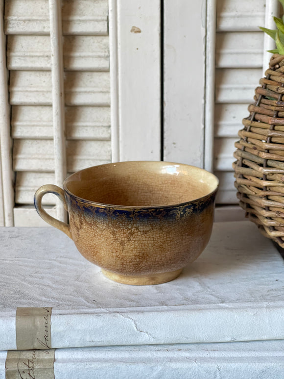 Vintage Crazed Flow Blue Tea Cup