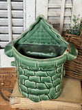 Vintage Green "Wishing You Well" Planter