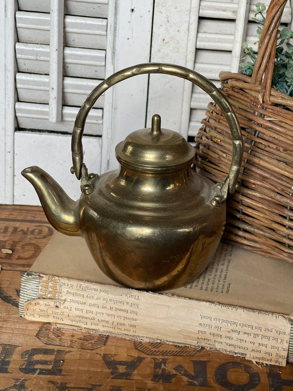Small Vintage Tea Pot Made of Heavy Brass