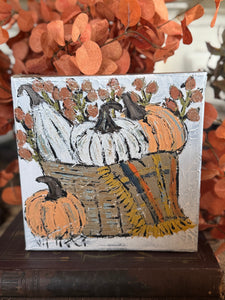 Jill Harper 8" Fall Pumpkins Canvas Art
