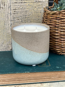 Mint + Tea Leaves 16oz Soy Candle in Reusable Pottery