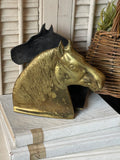 Vintage Percheron Brass Horse Bookends