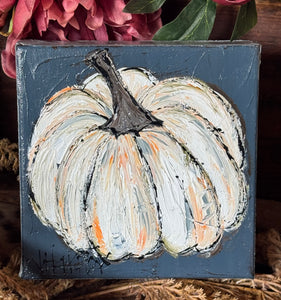 Jill Harper 6" White Pumpkin Canvas Art
