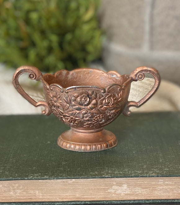 Vintage Painted Pewter Sugar Bowl