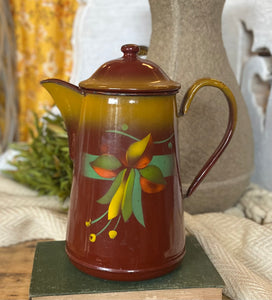 Vintage Painted Enamel Coffee Pot