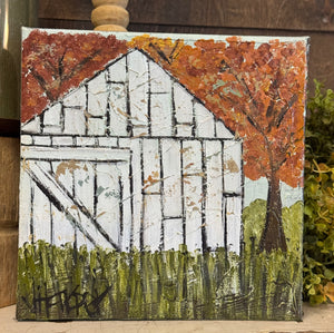 Jill Harper 8" White Barn Canvas Art