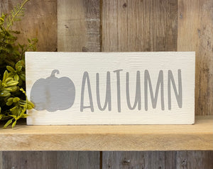 Handmade Grey Autumn Reclaimed Wood Sign