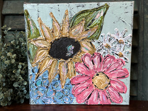 Jill Harper 8" Heavy Texture Floral Canvas Art