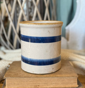 Vintage Blue Stripe Crock